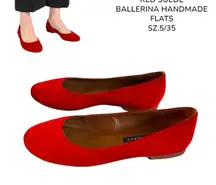 MARGAUX RED BALLET FLATS SUEDE BALLERINA SHOES SZ. 5/35‎