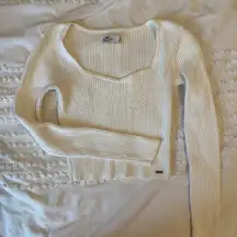 Hollister White Long Sleeve Sweater Top