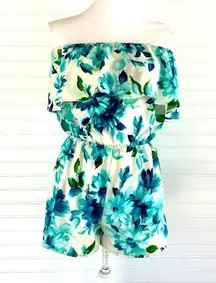 Tropical floral shorts romper Size Small