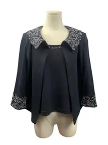 Women’s St John Navy Blue Cardigan Set Size S