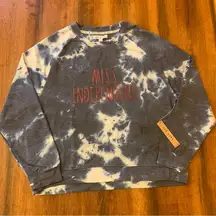 Rae Dunn NWT sweatshirt large Miss Independent Tie Dye navy & white lightweight