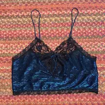 80s VINTAGE BLUE DISCO BALL CAMI CROP TOP