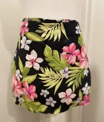 VTG Retro 80s Catalina Black Pink & Green Tropical Floral Hawaiian Mini Skort