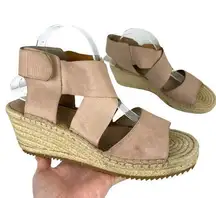 Eileen Fisher Womens SZ 10 Willow Nude Espadrille Platform Leather Wedge Sandals