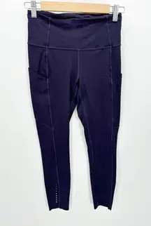 Lululemon Fast and Free 7/8 Dark Purple Pull On Tights Leggings Women's Size 6