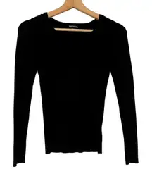 George black ribbed circle neck knit sweater women's S rayon capsule wardrobe