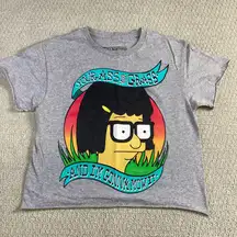 Bob's‎ Burgers Tina Belcher Your Ass is Grass Graphic Crop T-Shirt Gray
