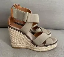 Tory Burch  Frieda Espadrille Sandals Natural Tan Wedge Heel Women’s Size 7