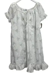 Vintage Ballet Peignoir Set Size M White Floral Cotton Blend Robe Gown Short New
