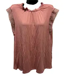 Matilda Jane Good Heart‎ Women's Pink Lace Trim Sleeveless Tank Top Size L