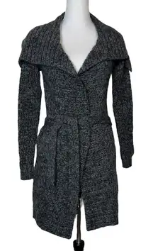 Vintage Esprit Cardigan Coat Chunky Knit Duster XS Belted Wool Alpaca Shawl Y2K