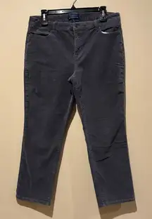 Talbots Pants Womens 14 Gray Simply Flattering 5 Pocket Corduroy Tapered Ankle