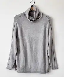 French Connection Grey Zip Long Sleeves Mock Neck Roll Hem Sweater Tunic Sz XS