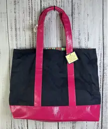 New Vintage Bath and Body Works Blue Denim and Pink Tote Bag Inside Pocket
