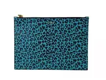 Saint Laurent Teal Leopard Print Pouch