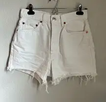 RE/DONE White Distressed Jean Short