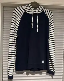 blue and white striped hoodie