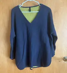 FOIL Women's Knit Vneck Sweater Blue Green New Zealand XL‎