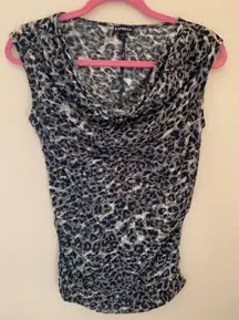 Express Draped Cheetah Print Sleeveless Top