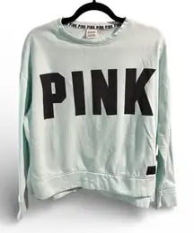 Pink Victoria Secret Light Blue Graphic Pullover- Size XSmall