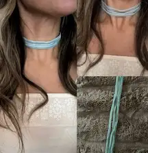 Nwot free people aquarius velvet choker triple layer baby blue powder