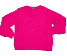 Vince Camuto Hot Pink Center Seam V-Neck Sweater