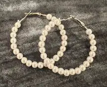 Elegant Pearl Hoop Earrings