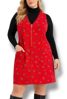 Deadstock 90s Counterparts Red Corduroy Equestrian Horse Jumper Dress Old Money