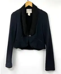 Free People Jacket Women's One Button Cropped Long‎ Sleeve Black Size Small
