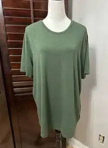 Open Edit Womens Casual Top Green Short Sleeve Scoop Neck Stretch XL New