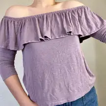 American Eagle Off Shoulder 1/2 Sleeve Ruffle Top