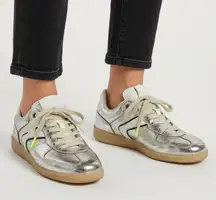 Verbenas Metallic Silver Leather Sneakers Trainers fashion comfort Sz 38, US 7.5
