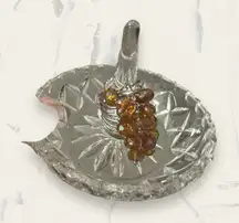 Orange Toned Rhinestone Gem Tiered Stacked Oversized Silver Toned Ring‎