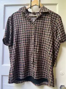 Vtg 80s Notations Colorful Blouse XL Geometric Maximalist Artsy Office Casual
