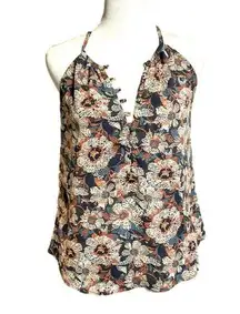 Evereve floral tank from Fall 2023 line w/ (9) fabric button up front - S