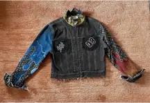 CLIO PETITES painted Women’s Denim Zippers Jacket Size 8