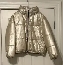 Wild Fable Metallic Gold Puffer Jacket