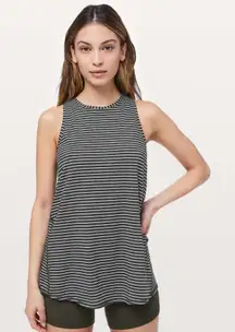 Lululemon Striped All Tied Up Open Back Sleeveless Tank Top Stretch Gray Small
