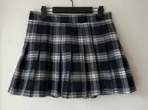 Navy Blue & White Pleated Schoolgirl Mini Skirt with Built-in Shorts Skort S/M