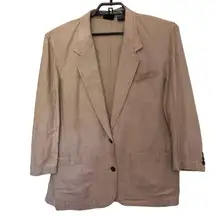 Vtg 80s Liz Sport Linen Blend Womens Blazer Sz S Preppy Quiet Luxury Classic 90s
