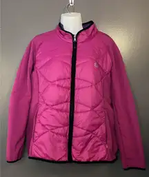 Giacca Sport Jacket Womens XL Pink Quilted Softshell Hybrid Full Zip Insulated