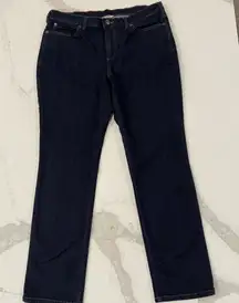 Duluth Trading Co Mid Rise Straight Leg Denim Jeans Women’s 14x31 Dark Indigo