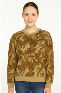 Billabong Women’s Camo Print Crewneck Sweatshirt – Size Junior Medium – NWOT