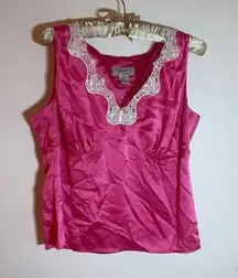 clothing co by notations size L 100% silk pink top