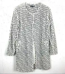 Matty M Faux Fur Topper Jacket Coat White and Gray Swirly Fabric Size Small