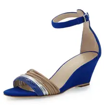 Loeffler Randall Addie Strappy Demi-Wedge‎ Sandal Cobalt Blue Size US 10
