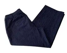 Lane Bryant Navy Blue Pinstriped Wide Leg High Rise Pants