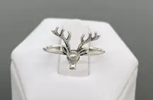 Sz 6 - Dainty Solid Sterling Silver Buck Ring