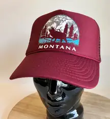 90s Maroon Vintage Montana Graphic Trucker Style Cap Hat Size One Size