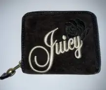 Vintage Black Juicy Couture Wallet‎ Card Holder Case Velvet Y2K Zip Around I